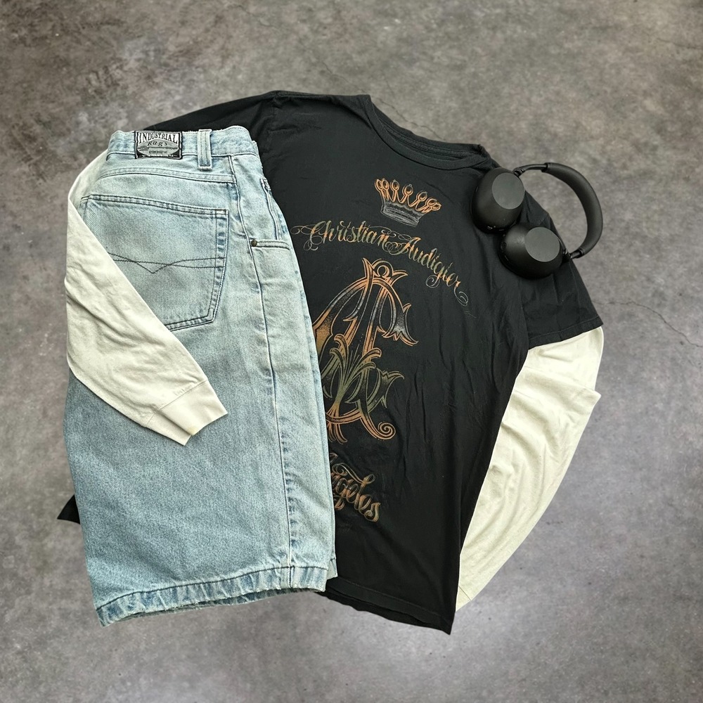 Christian Audigier Los Angeles Grenade Wings Graphic T-Shirt Black XXL Y2K